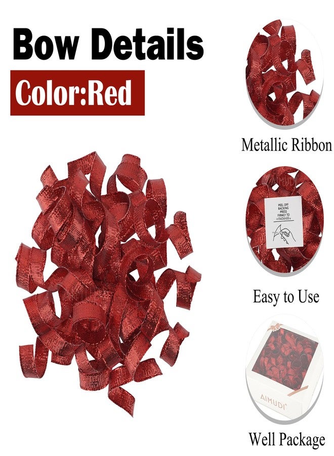 AIMUDI Red Curly Bows for Gift Wrapping 5'' Christmas Gift Bows Metallic Burst Bows Self Adhesive Bows for Treats Presents Crafts Christmas Party Favors, 8 PCs - Image 4